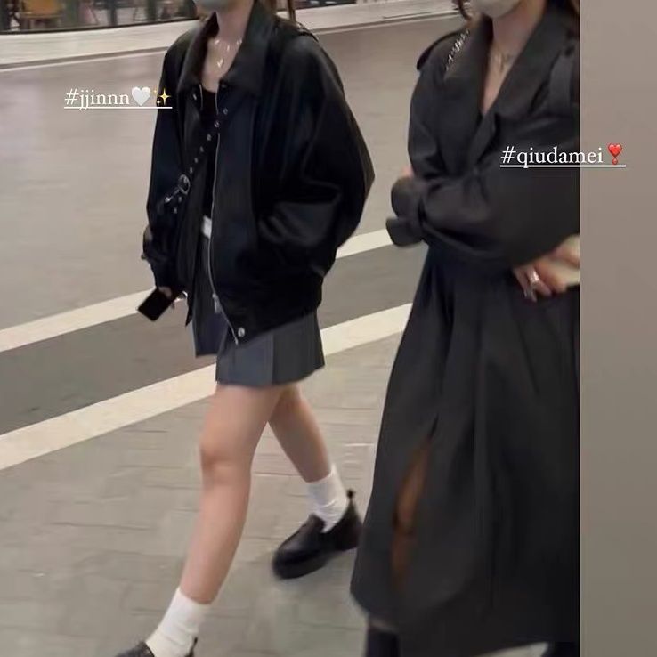 American-style Vintage Leather Jacket Women's Short