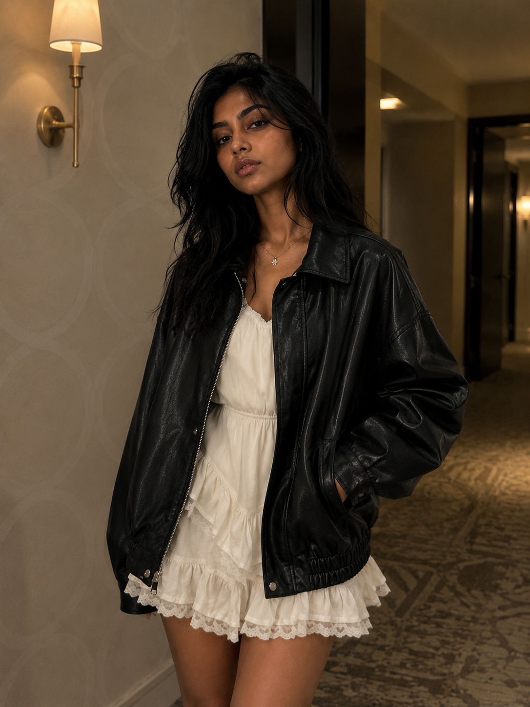 American-style Vintage Leather Jacket Women's Short