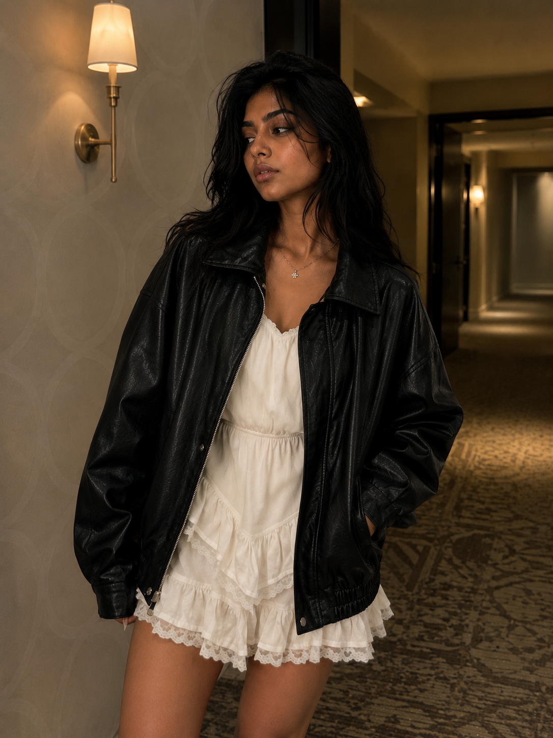 American-style Vintage Leather Jacket Women's Short
